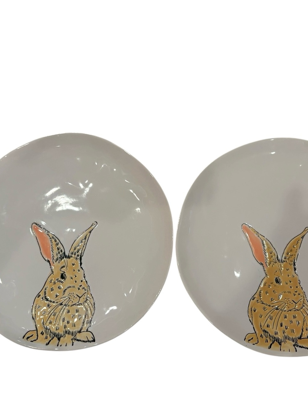 Ella B. Bunny Rabbit Ceramic Plates Set of 2 Easter Spring Cottagecore